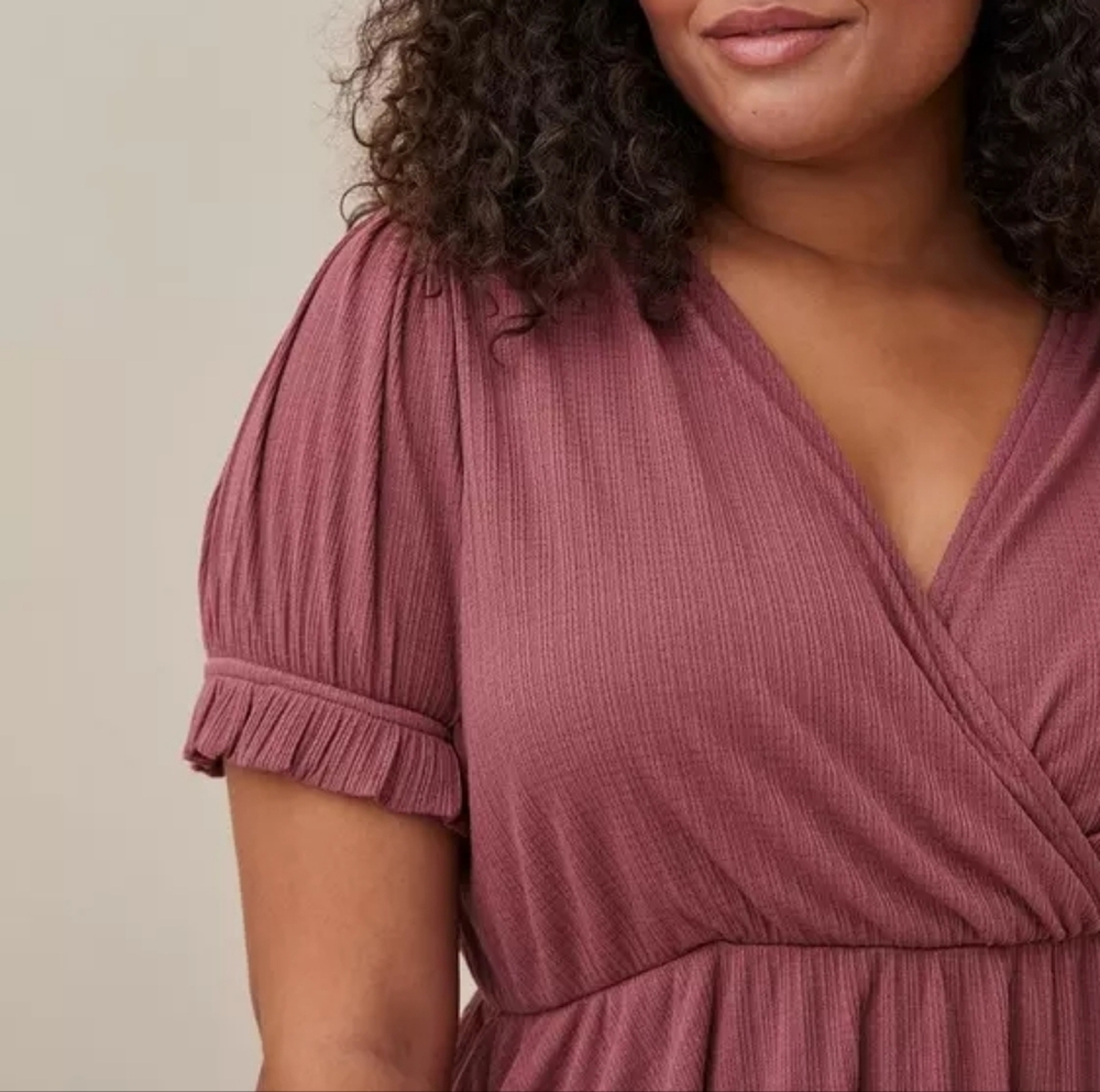 Torrid Ribbed Surplice Top 4X - Picture 4 of 6